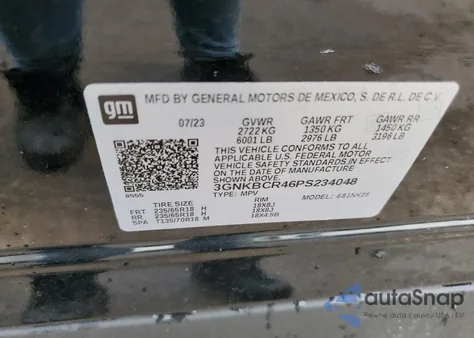 2023 Chevrolet Blazer 2Lt z USA, uszkodzony, nr VIN 3GNKBCR46PS234048